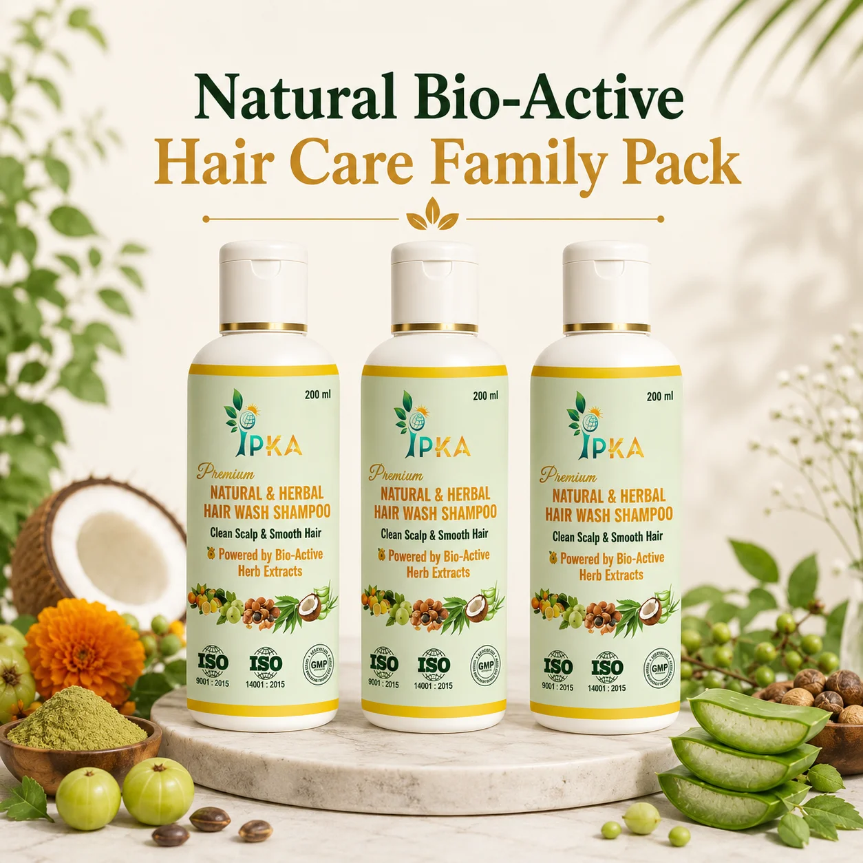 Natural Bio-Active Hair Care Family Pack